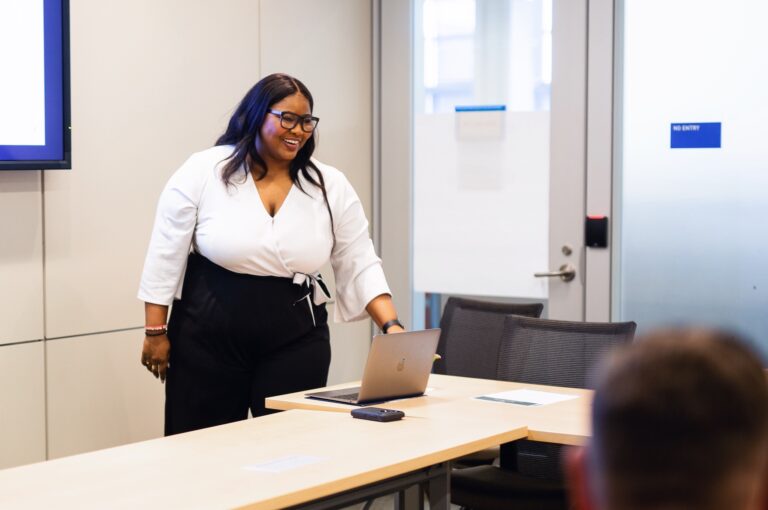 woman givin presention