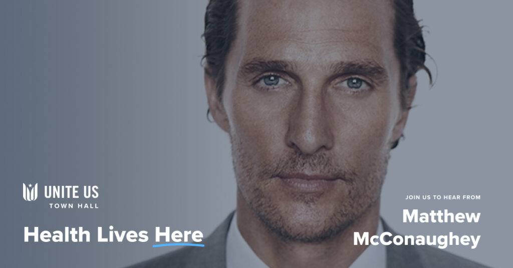 head shot of Matthew McConaughey for Health Lives Here town hall