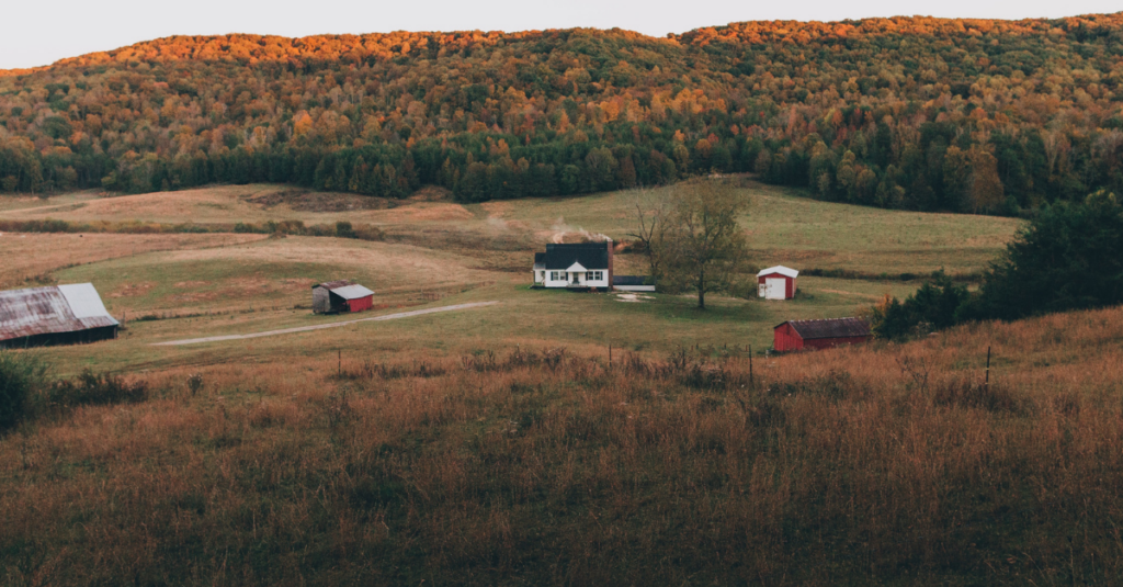 scenic farmstead in the woods