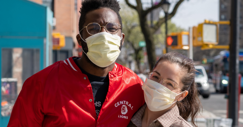 couple in covid masks