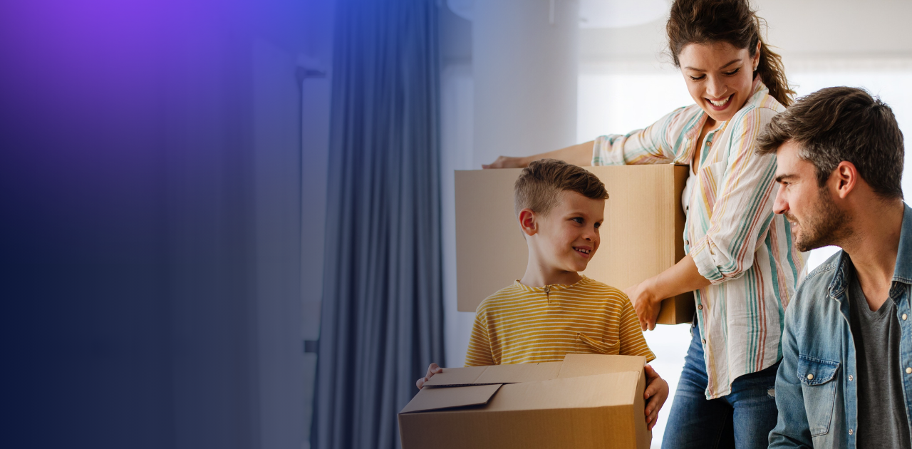 Family moving boxes